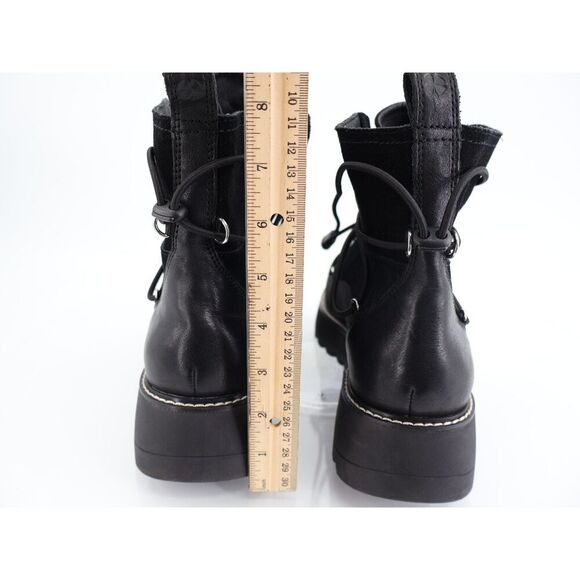 Lucky Brand Caelia Casual Bootie Womens 9.5 Black Leather Platform Wedge Lace Up - Picture 9 of 11